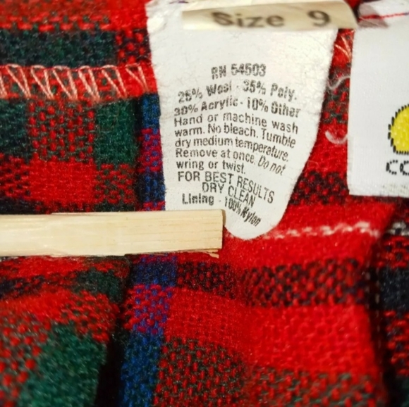 Vintage Skirts Vintage Retro Boho Wool Red Plaid Skirt Size 9